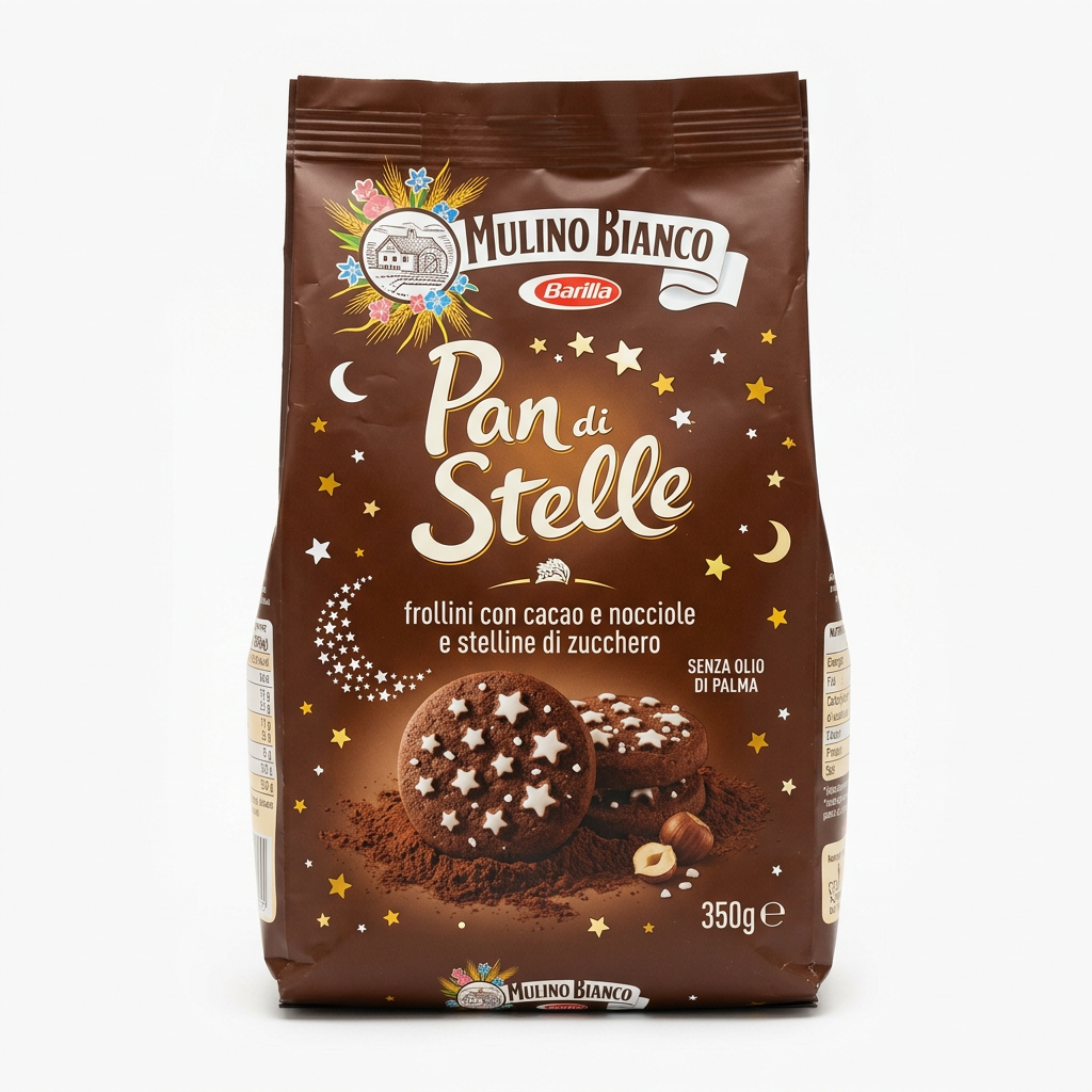 Pan di Stelle Mulino Bianco – Biscotti al Cacao con Stelle di Zucchero, 350g